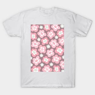 Funky Floral Pattern in Pink and Light Green T-Shirt